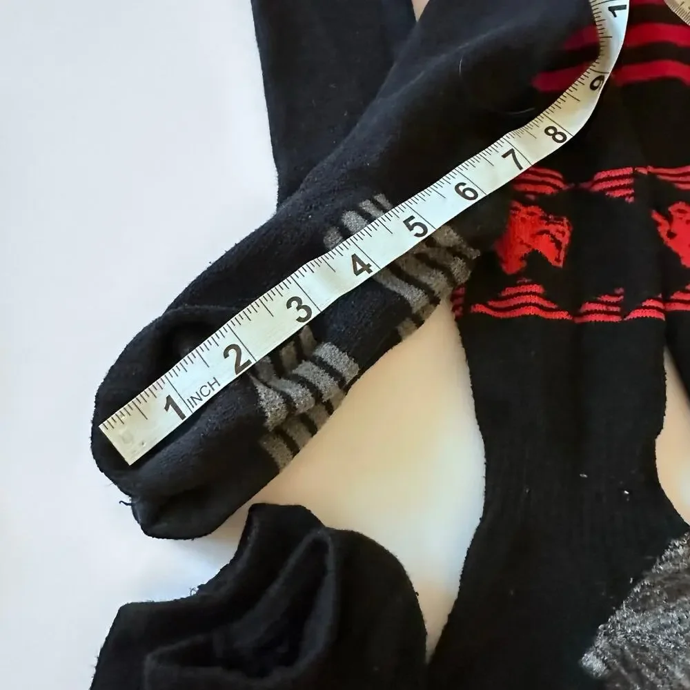 Boys Size Large Sock Bundle - Black and Red - 3 Pairs